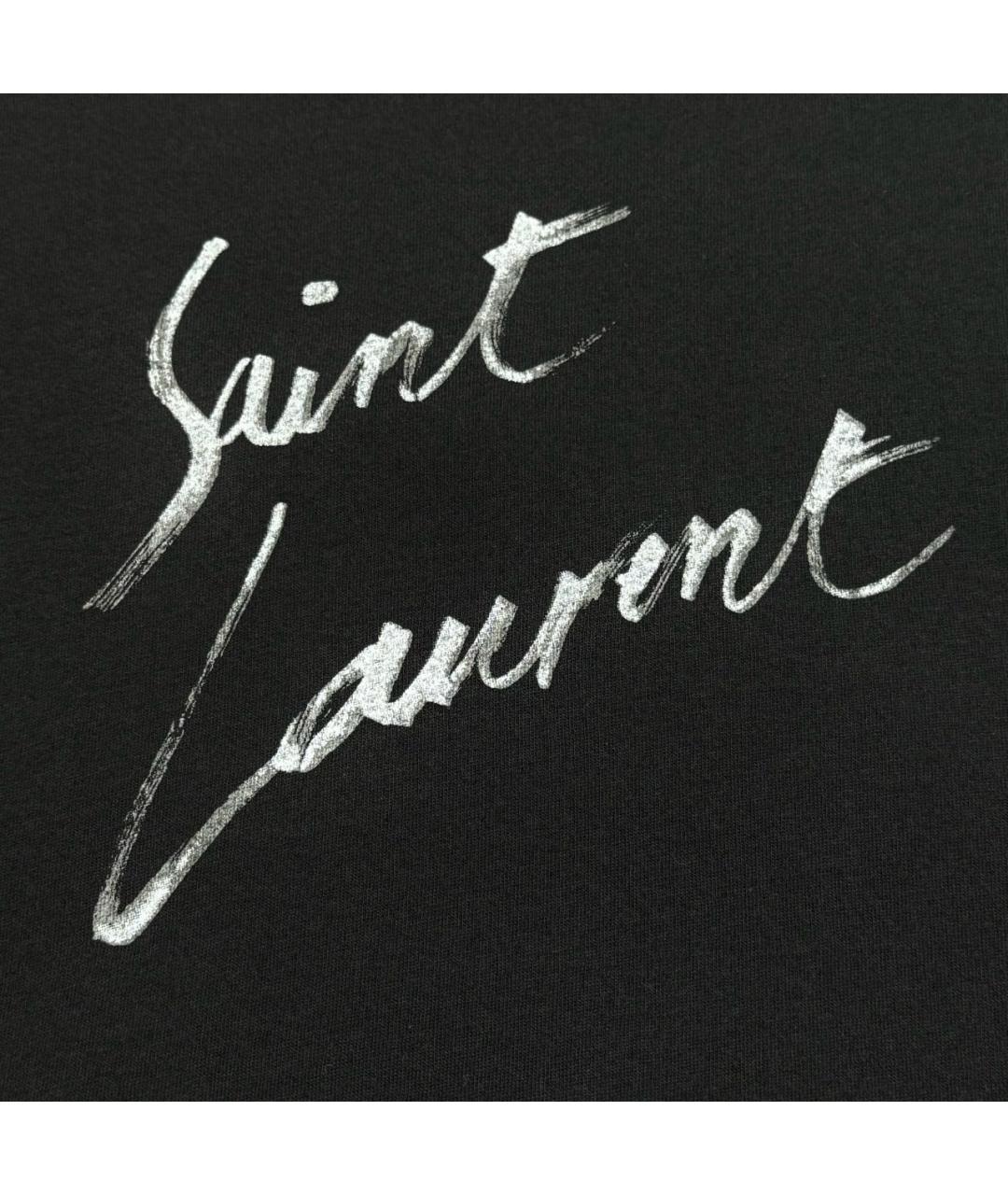 SAINT LAURENT Черная хлопковая футболка, фото 4