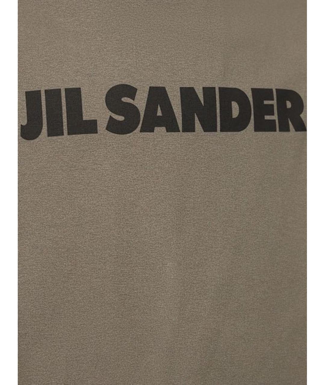 JIL SANDER Хаки хлопковая футболка, фото 4