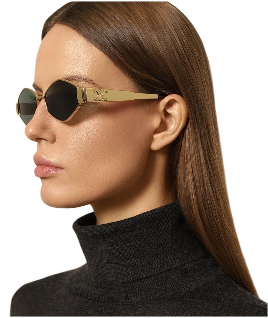 CELINE Золотые металлические солнцезащитные очки, фото 8