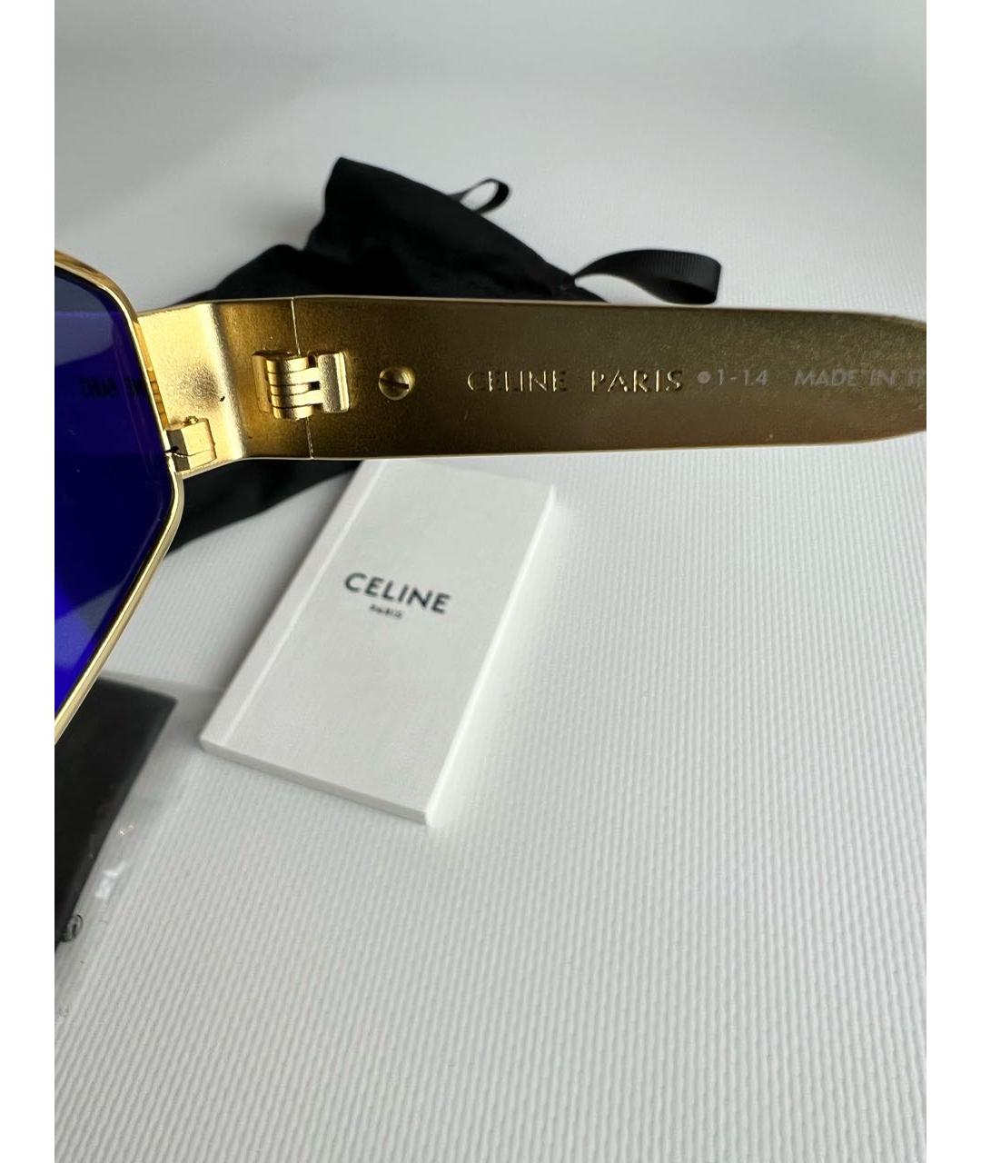 CELINE Золотые металлические солнцезащитные очки, фото 4