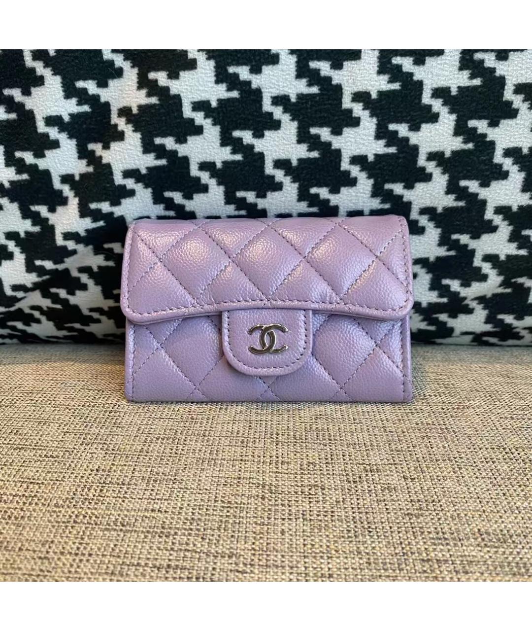 CHANEL Фиолетовый кожаный кошелек, фото 8