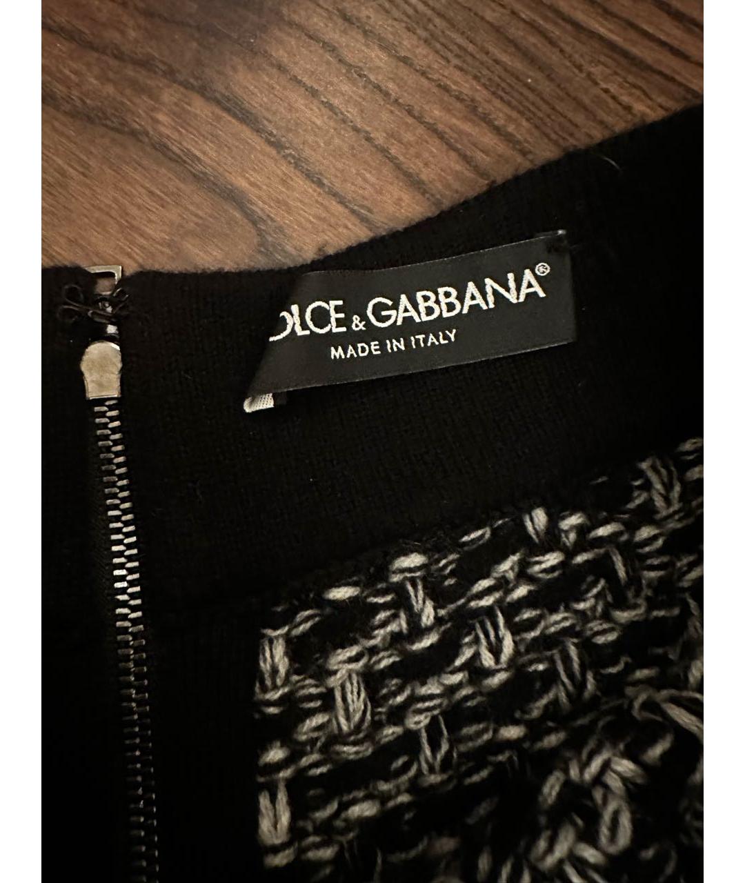 DOLCE&GABBANA Черная кашемировая юбка миди, фото 2