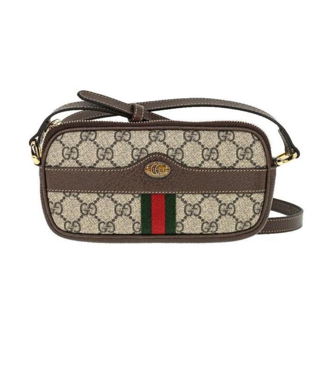 GUCCI Коричневая кожаная сумка через плечо, фото 1