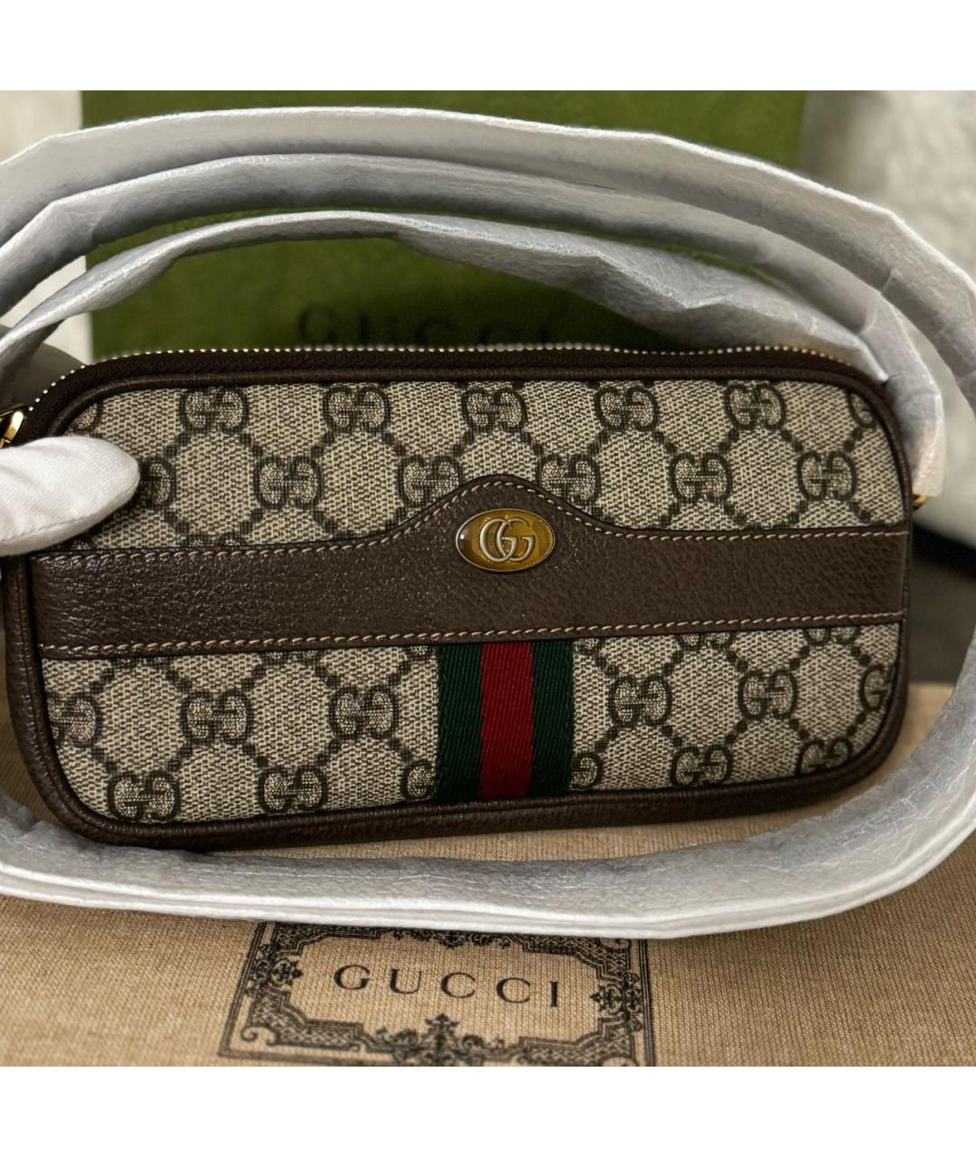 GUCCI Коричневая кожаная сумка через плечо, фото 2