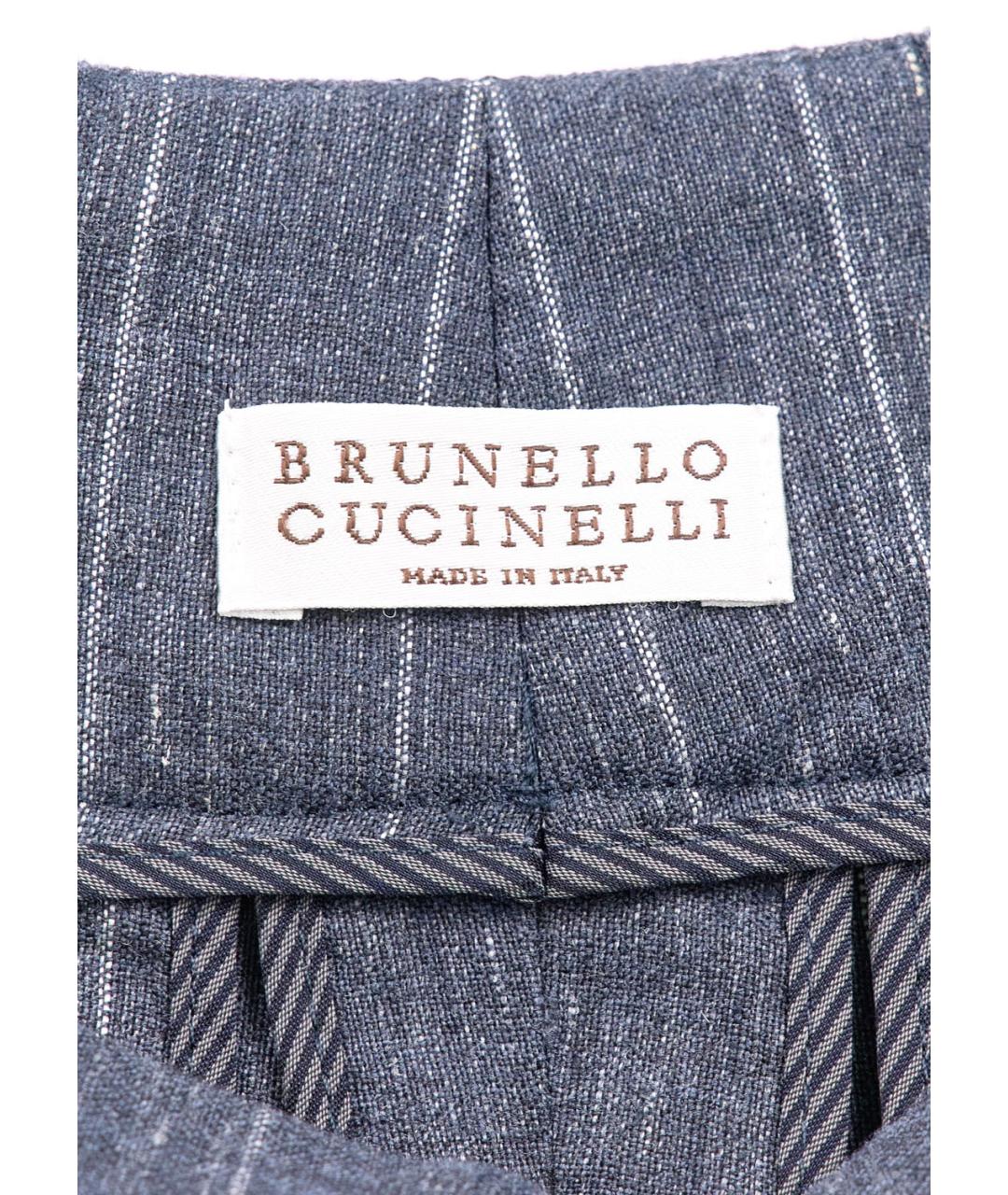 BRUNELLO CUCINELLI Серые льняные прямые брюки, фото 3