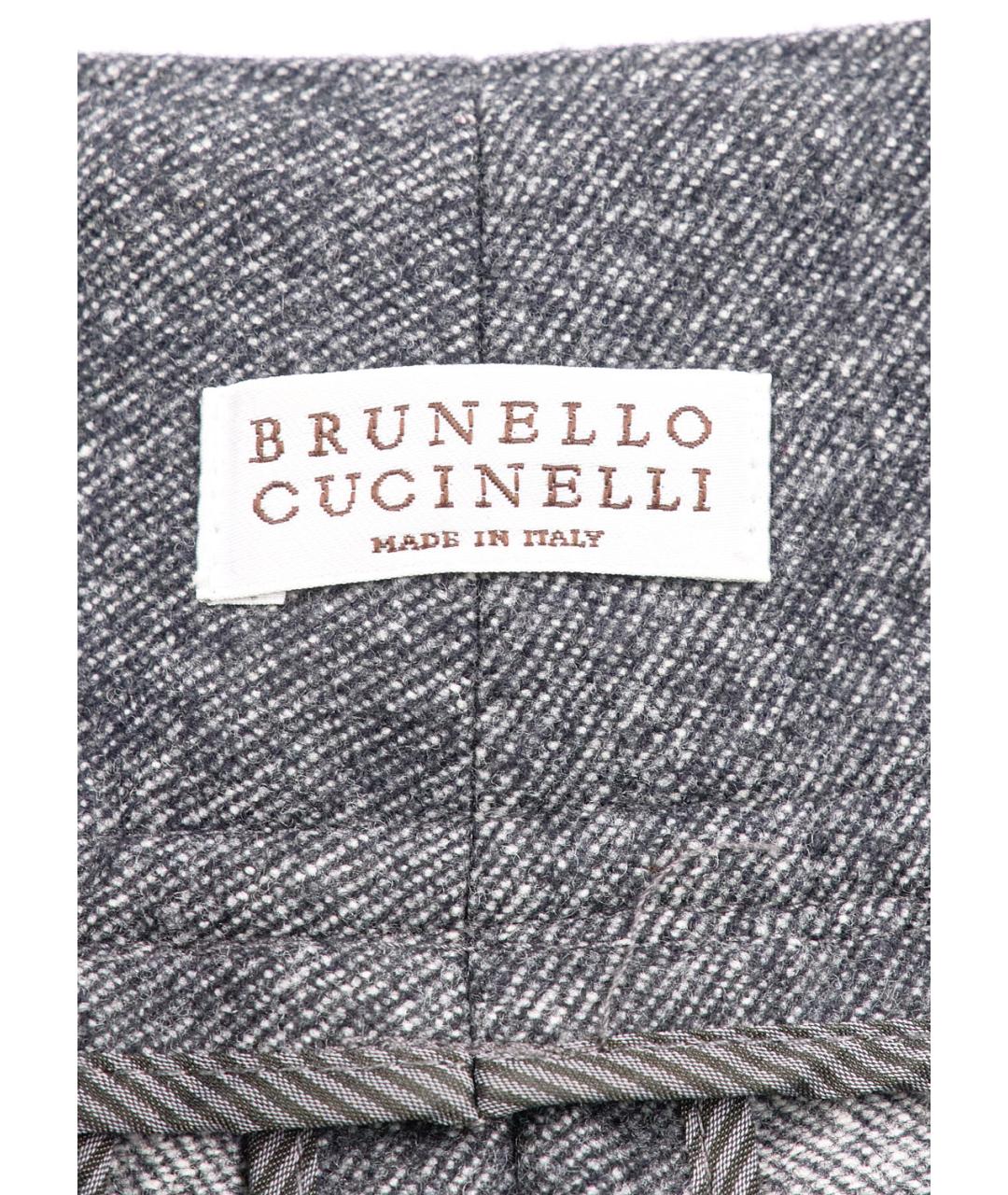 BRUNELLO CUCINELLI Серые шерстяные прямые брюки, фото 3