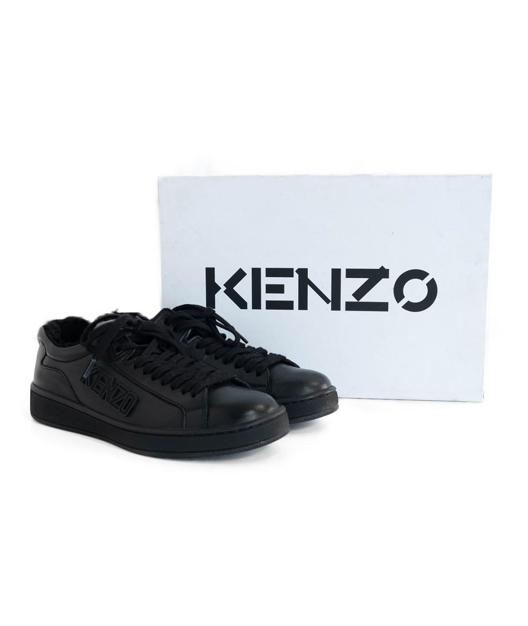 KENZO Черные кожаные кеды, фото 6