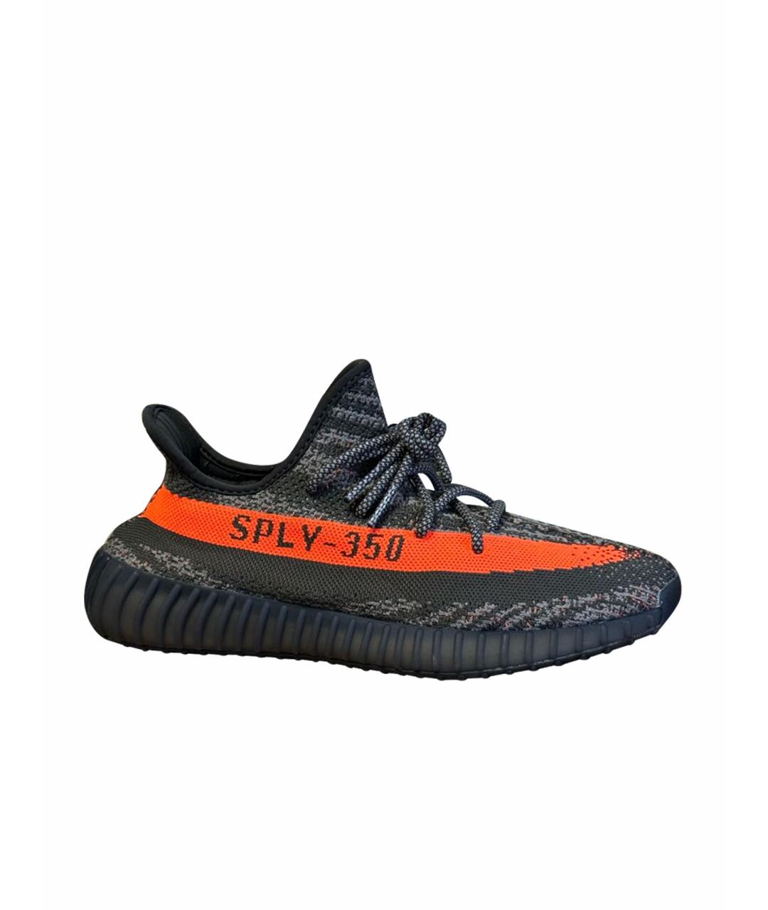 ADIDAS YEEZY Серые текстильные низкие кроссовки / кеды, фото 1