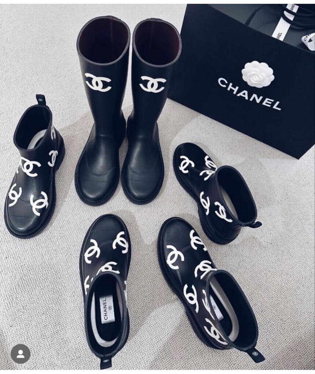 CHANEL Черные резиновые полусапоги, фото 4