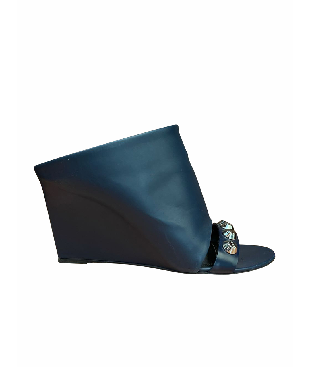 BALENCIAGA Темно-синие кожаные босоножки, фото 1