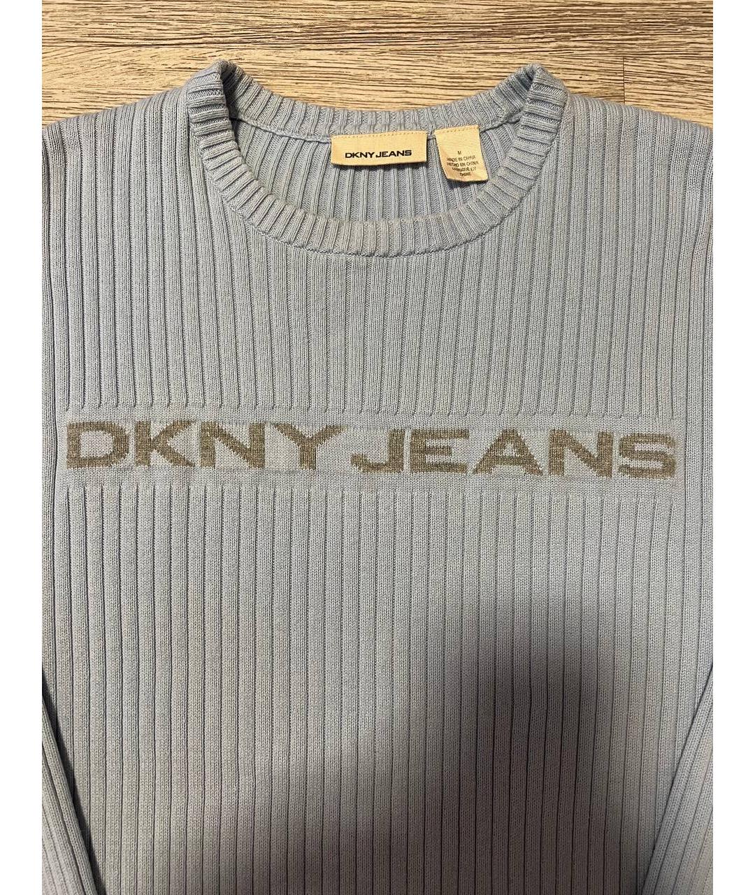 DKNY Голубой хлопковый джемпер / свитер, фото 3