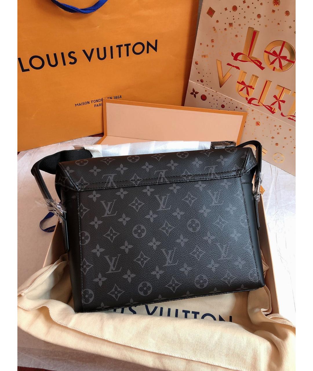 LOUIS VUITTON Черная кожаная сумка через плечо, фото 3