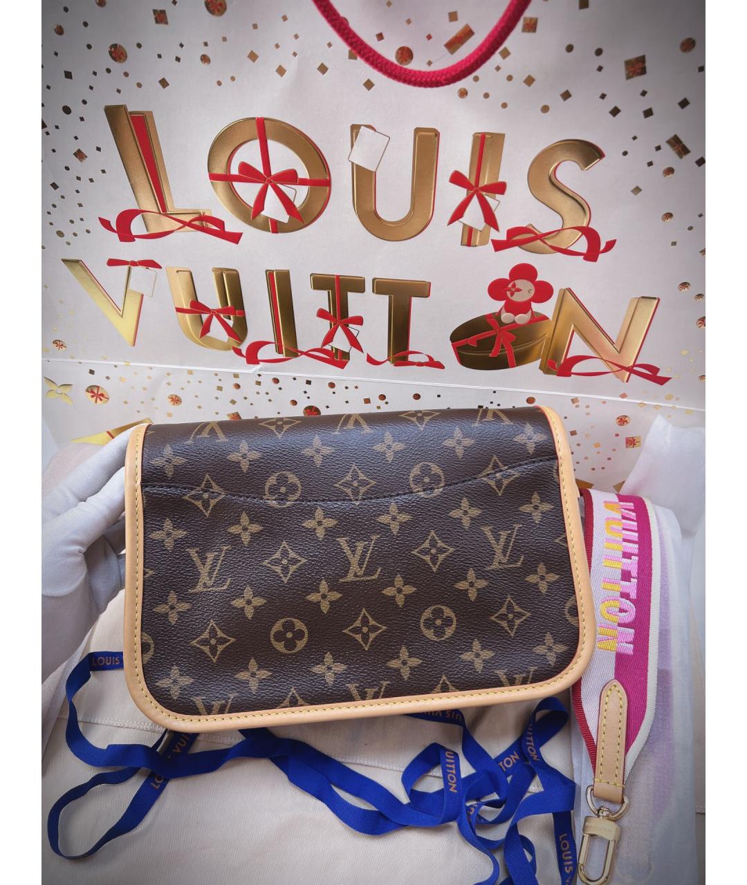 LOUIS VUITTON Коричневая кожаная сумка через плечо, фото 3