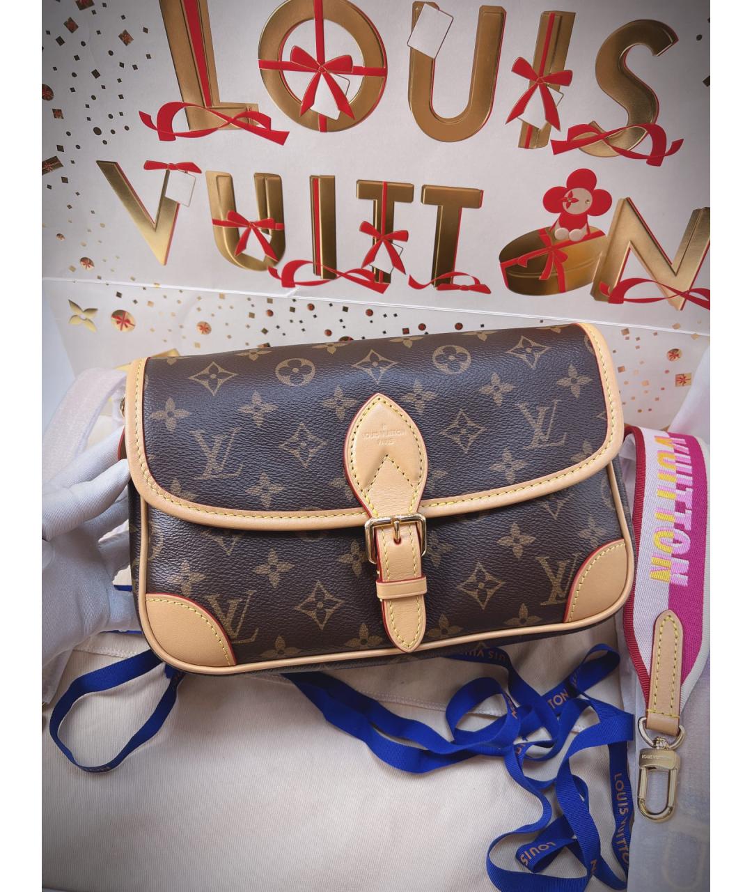 LOUIS VUITTON Коричневая кожаная сумка через плечо, фото 10