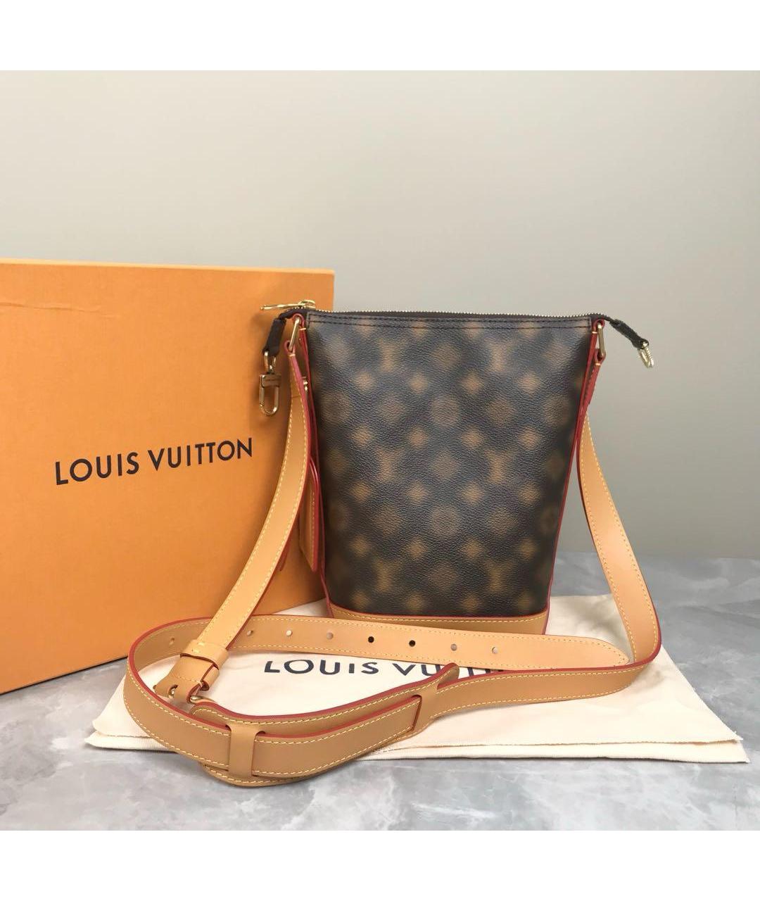 LOUIS VUITTON Коричневая кожаная сумка через плечо, фото 2