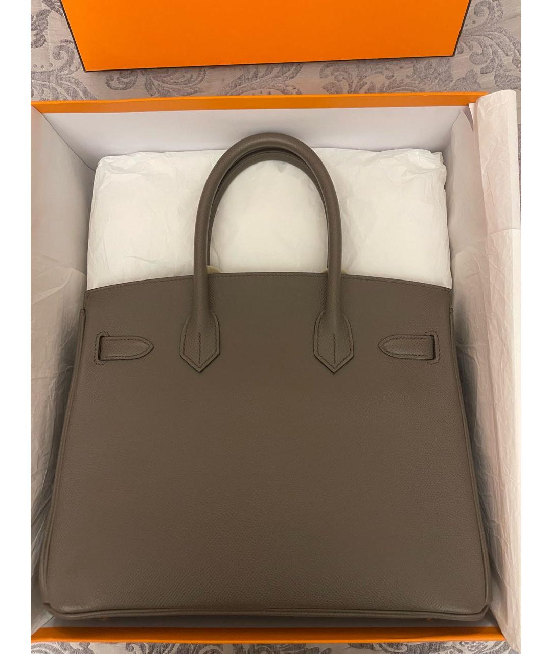 HERMES Бежевая кожаная сумка с короткими ручками, фото 3