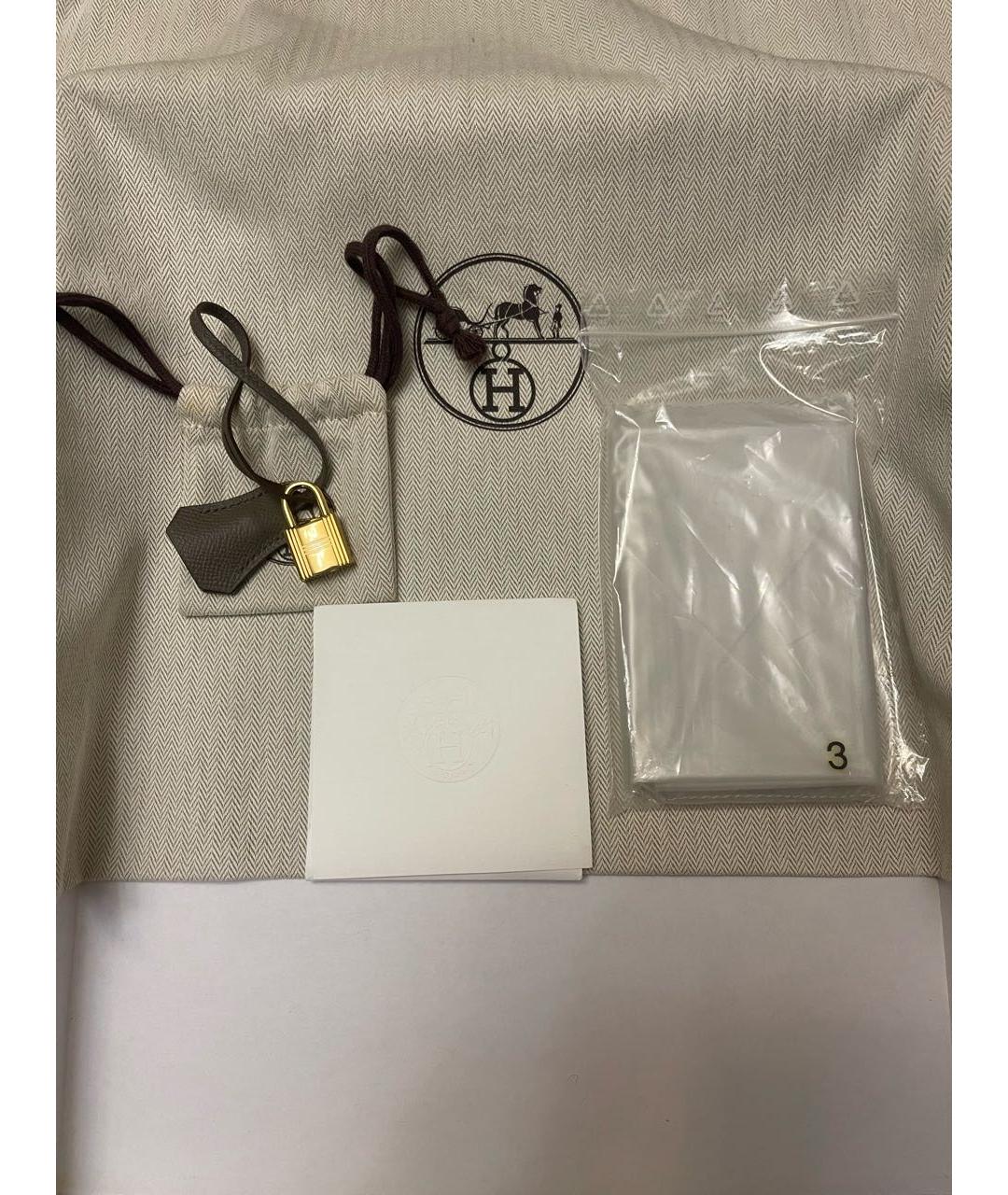 HERMES Бежевая кожаная сумка с короткими ручками, фото 5