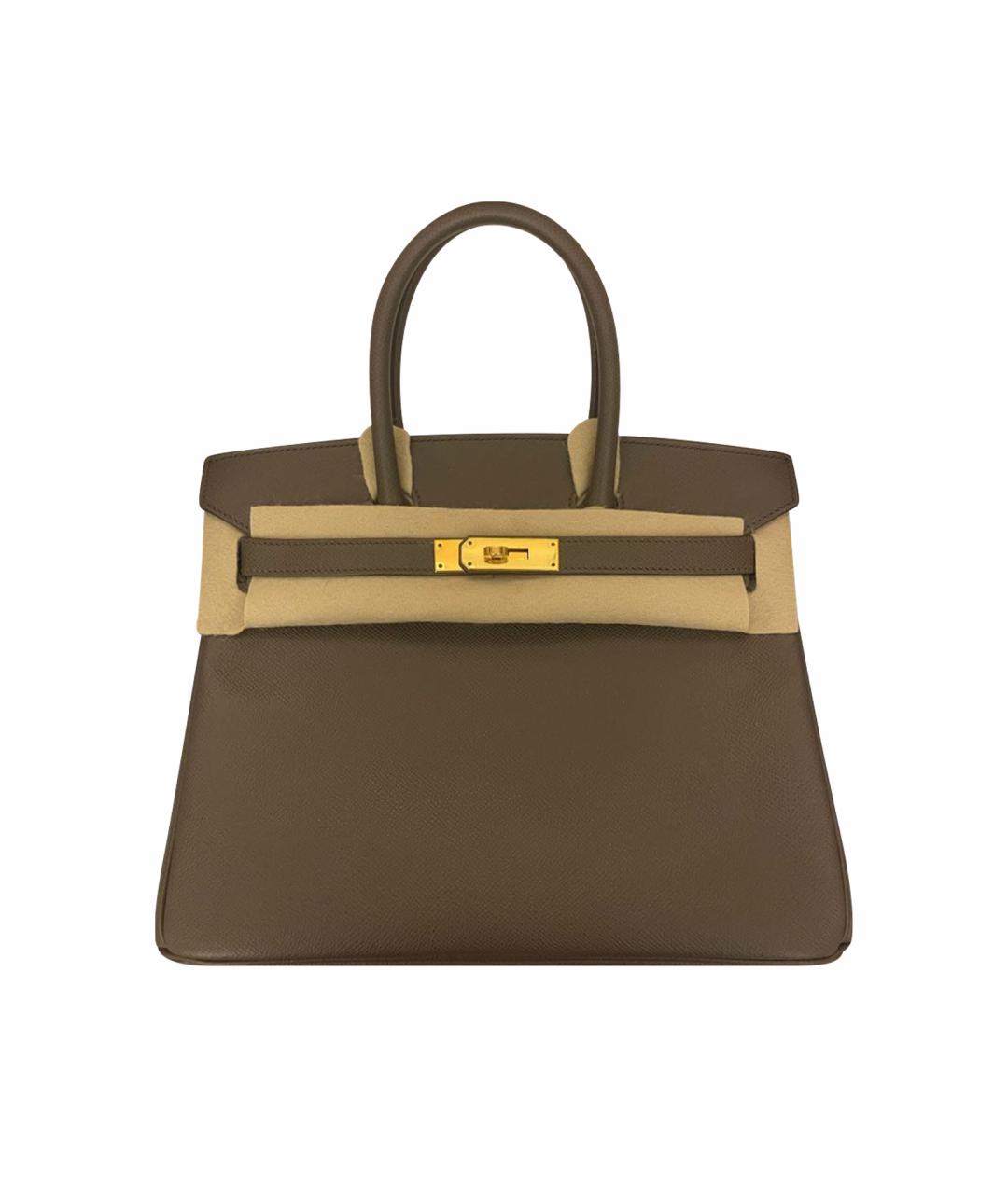 HERMES Бежевая кожаная сумка с короткими ручками, фото 1