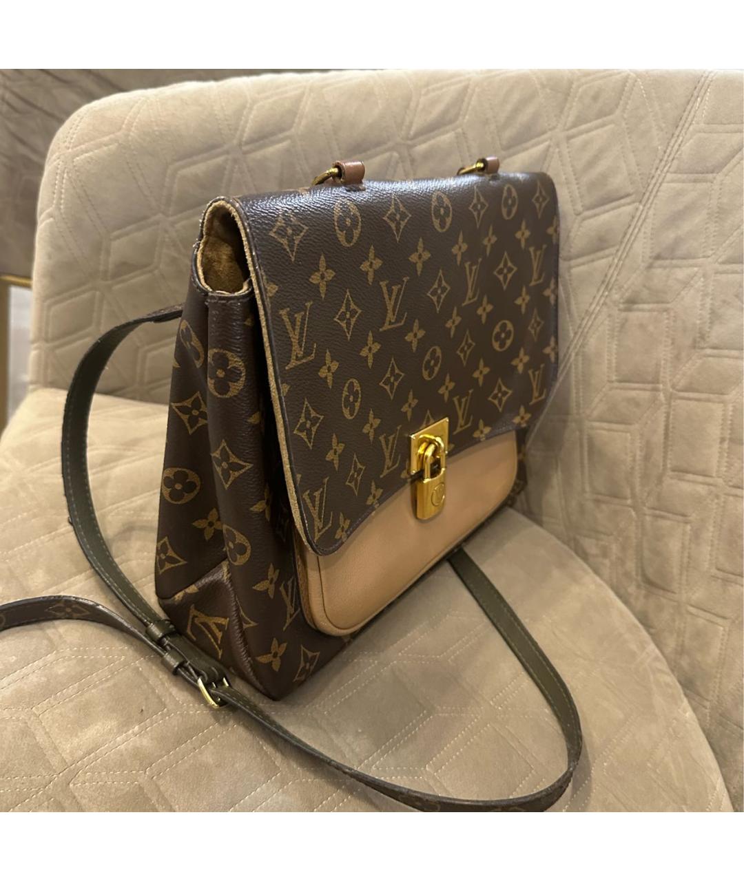 LOUIS VUITTON Коричневая кожаная сумка через плечо, фото 2