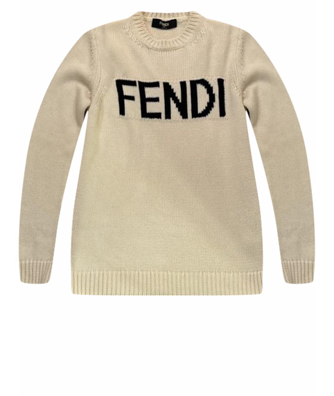 FENDI Белый шерстяной джемпер / свитер, фото 1