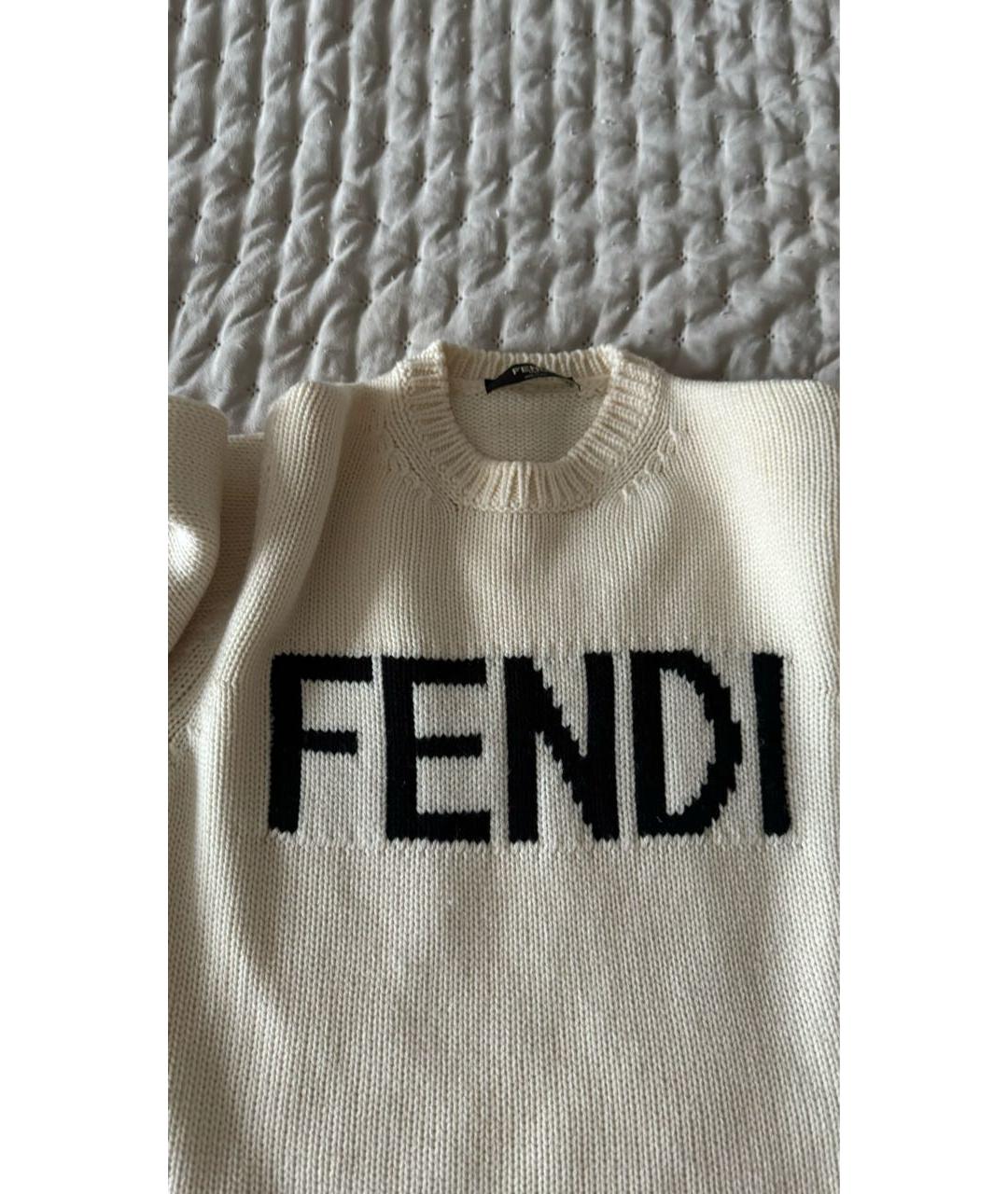 FENDI Белый шерстяной джемпер / свитер, фото 4