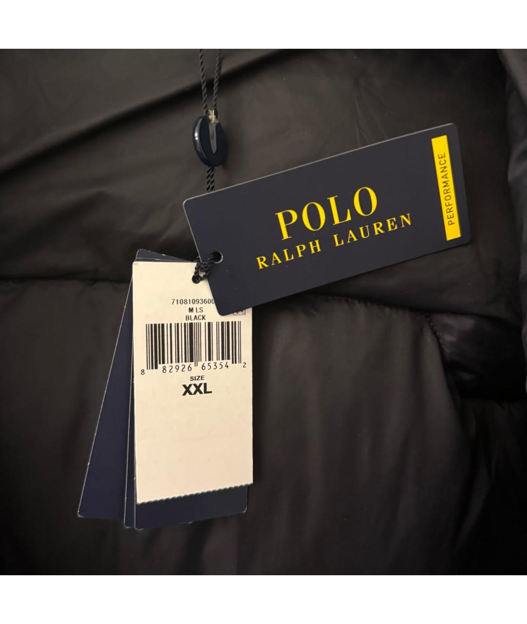 POLO RALPH LAUREN Черный полиэстеровый пуховик, фото 3