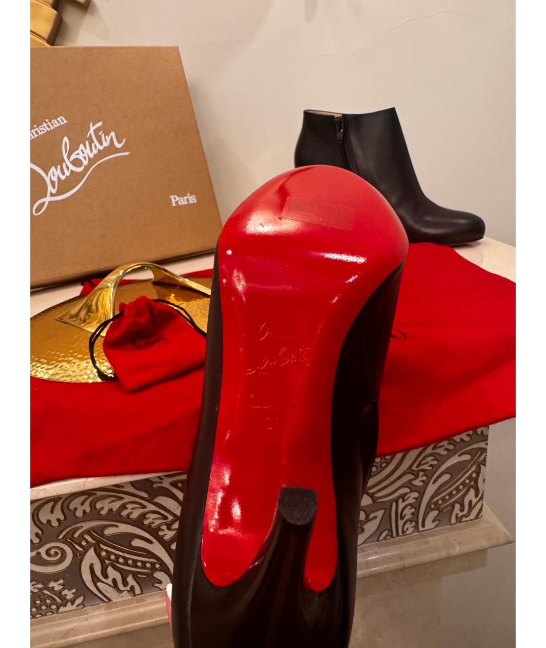 CHRISTIAN LOUBOUTIN Черные кожаные ботильоны, фото 5