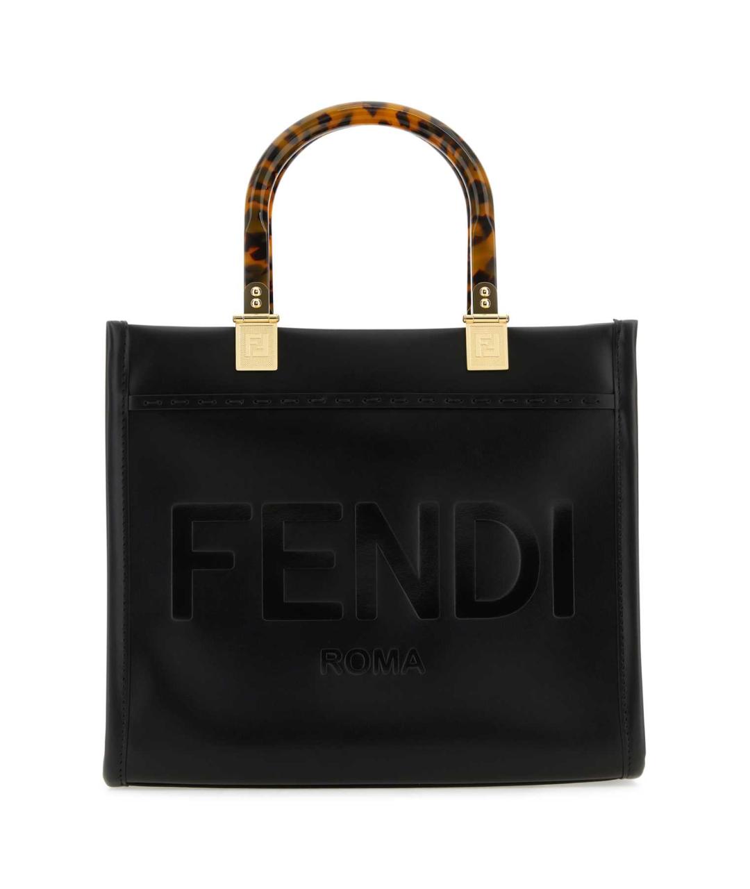 FENDI Черная кожаная сумка тоут, фото 1