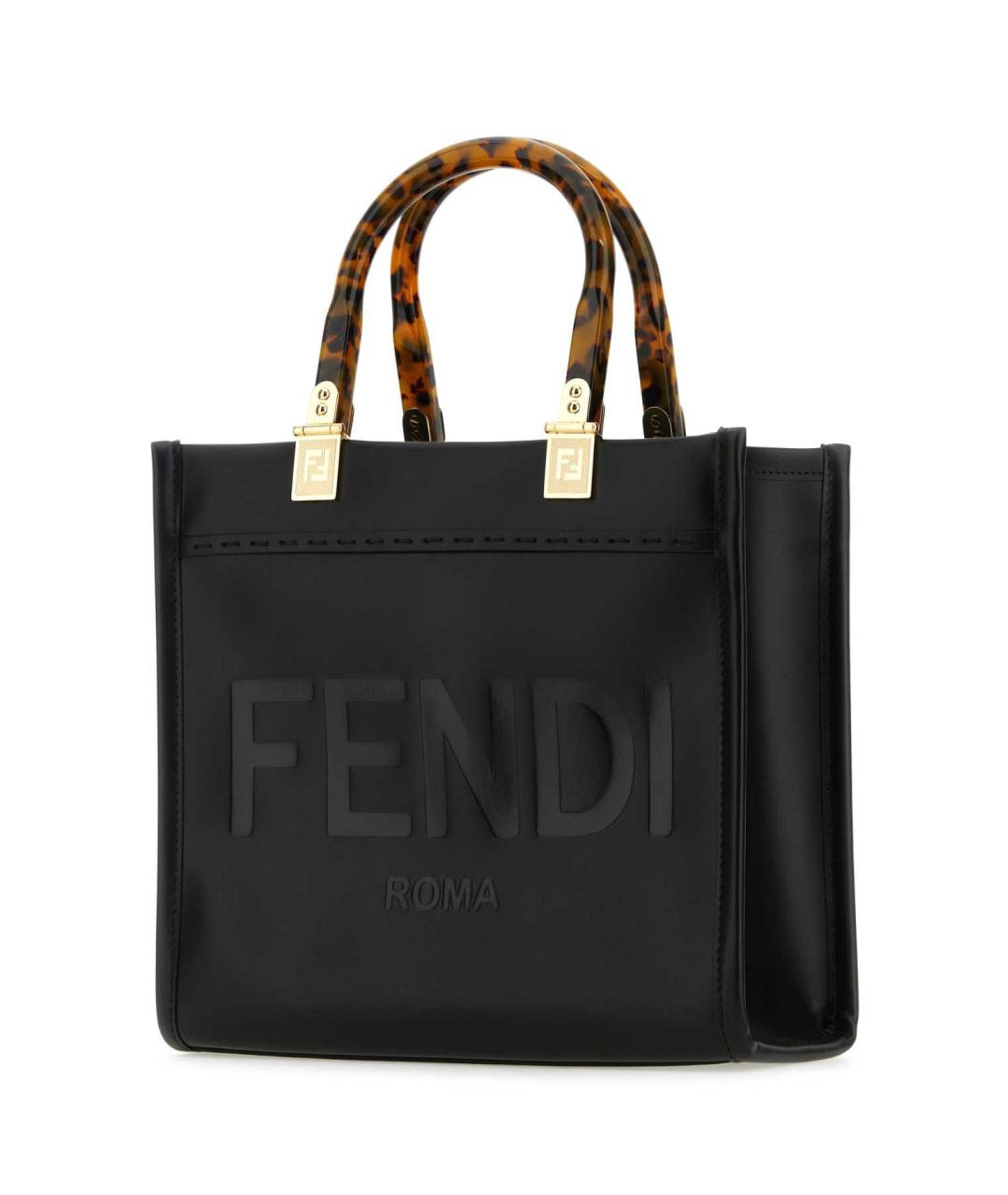 FENDI Черная кожаная сумка тоут, фото 2