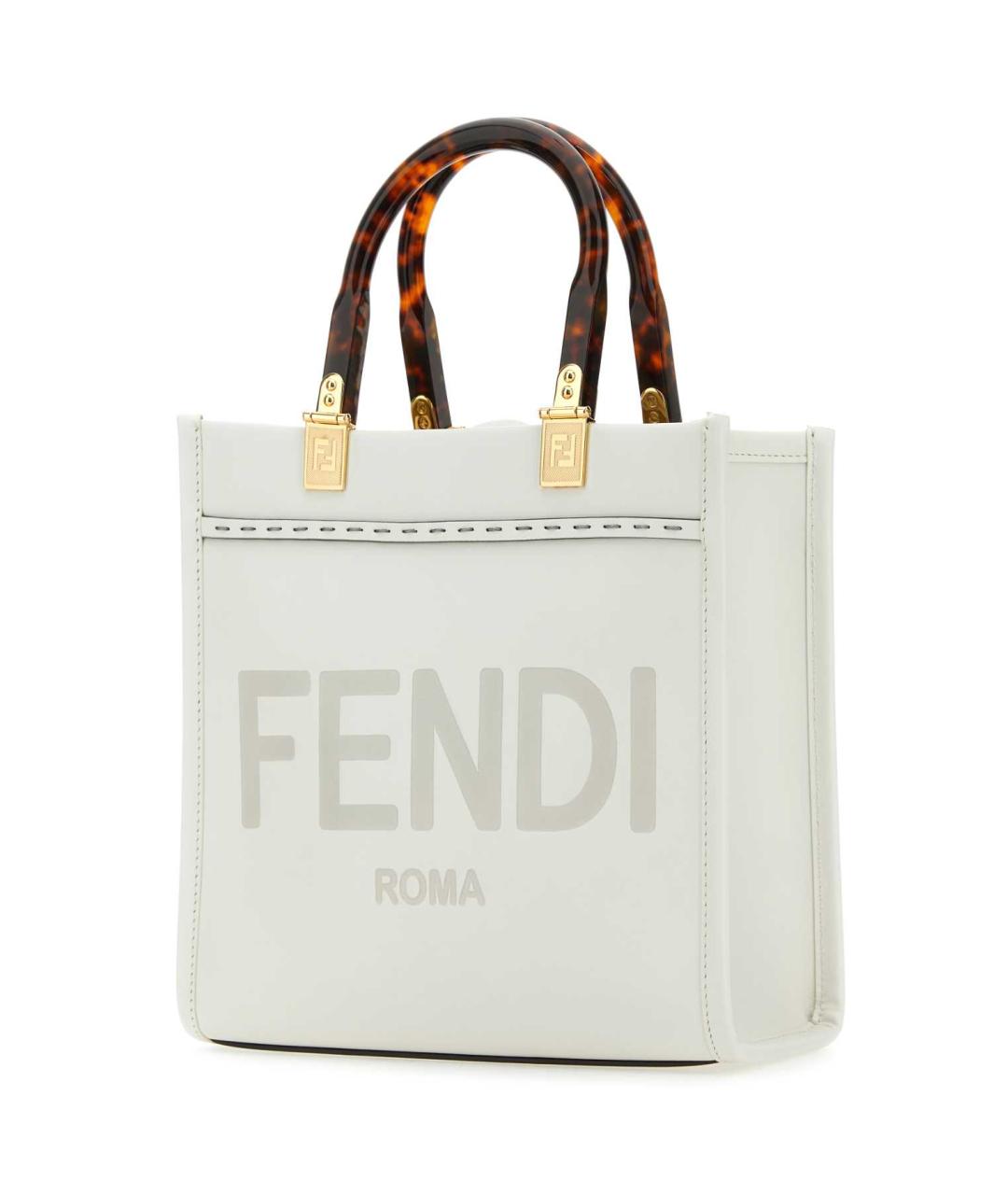 FENDI Белая кожаная сумка тоут, фото 2