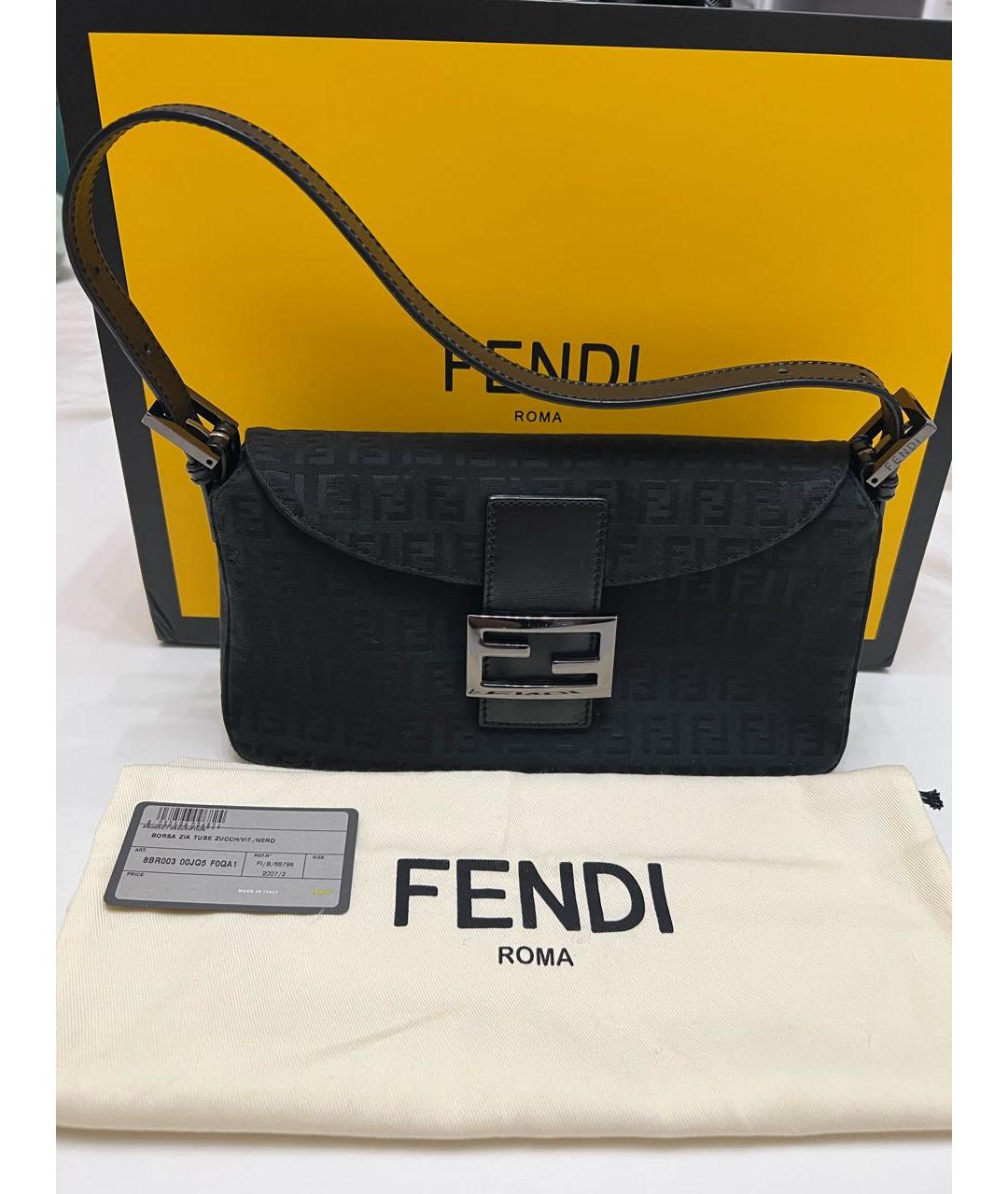 FENDI Черная жаккардовая сумка через плечо, фото 2