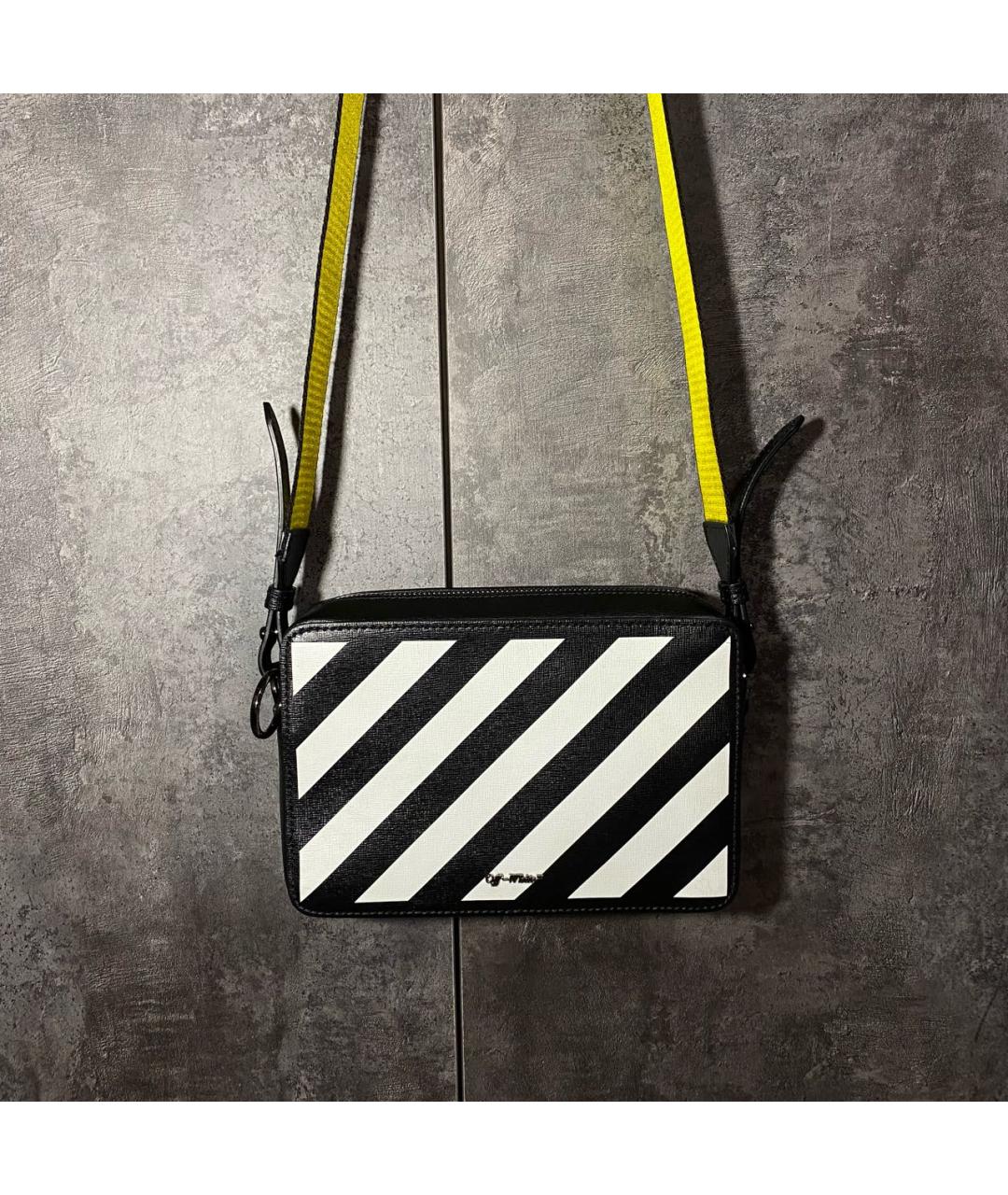 OFF-WHITE Черная кожаная сумка через плечо, фото 9