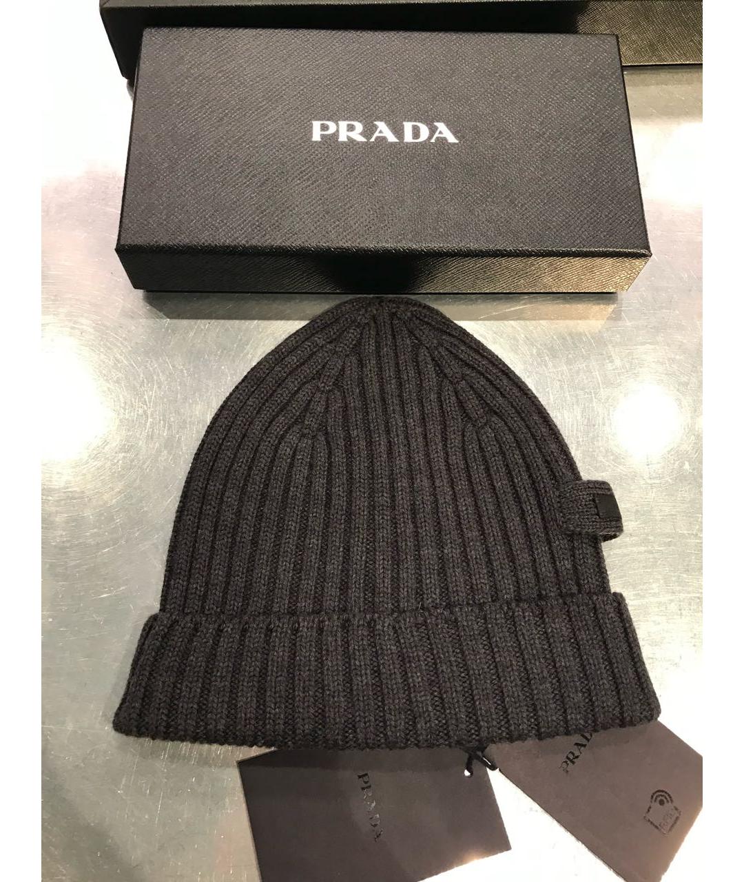 PRADA Серая шерстяная шапка, фото 2