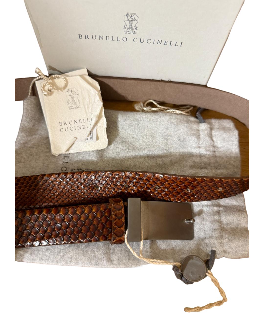 BRUNELLO CUCINELLI Коричневый ремень из экзотической кожи, фото 2