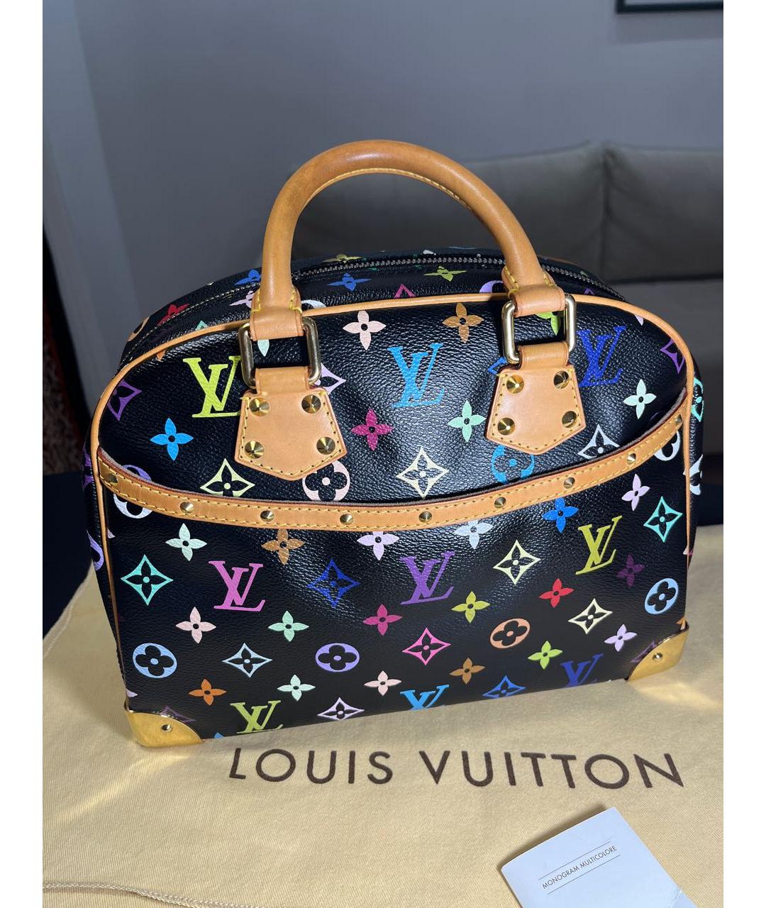 LOUIS VUITTON Черная кожаная сумка с короткими ручками, фото 5