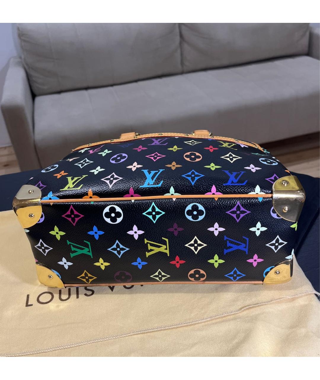 LOUIS VUITTON Черная кожаная сумка с короткими ручками, фото 6