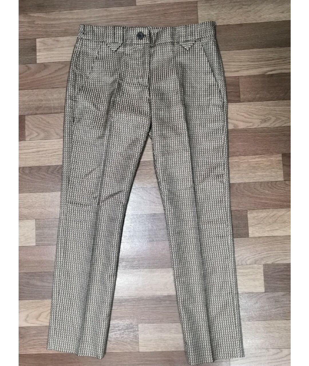 JUST CAVALLI Бежевые хлопко-эластановые прямые брюки, фото 9