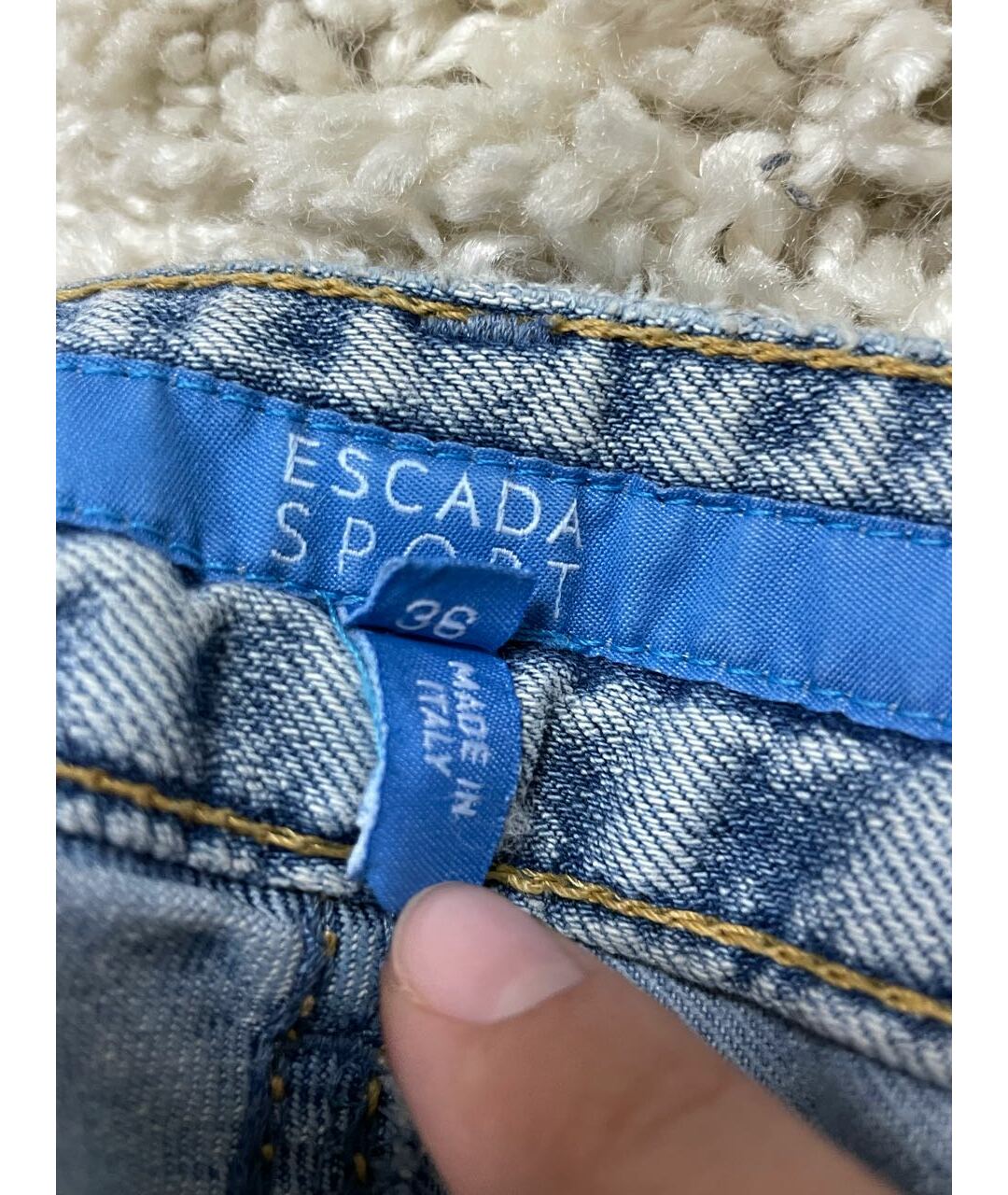 ESCADA Голубые хлопко-полиэстеровые прямые джинсы, фото 3
