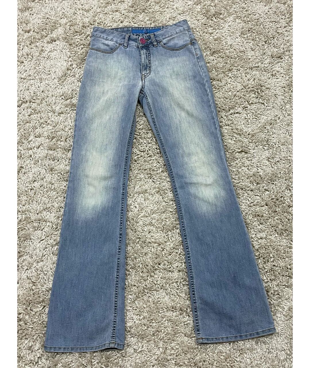 ESCADA Голубые хлопко-полиэстеровые прямые джинсы, фото 9