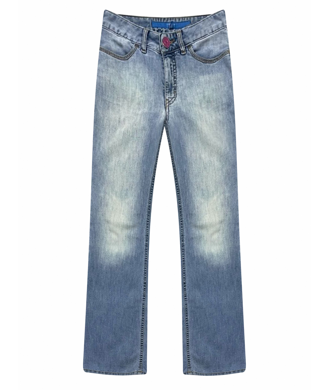 ESCADA Голубые хлопко-полиэстеровые прямые джинсы, фото 1