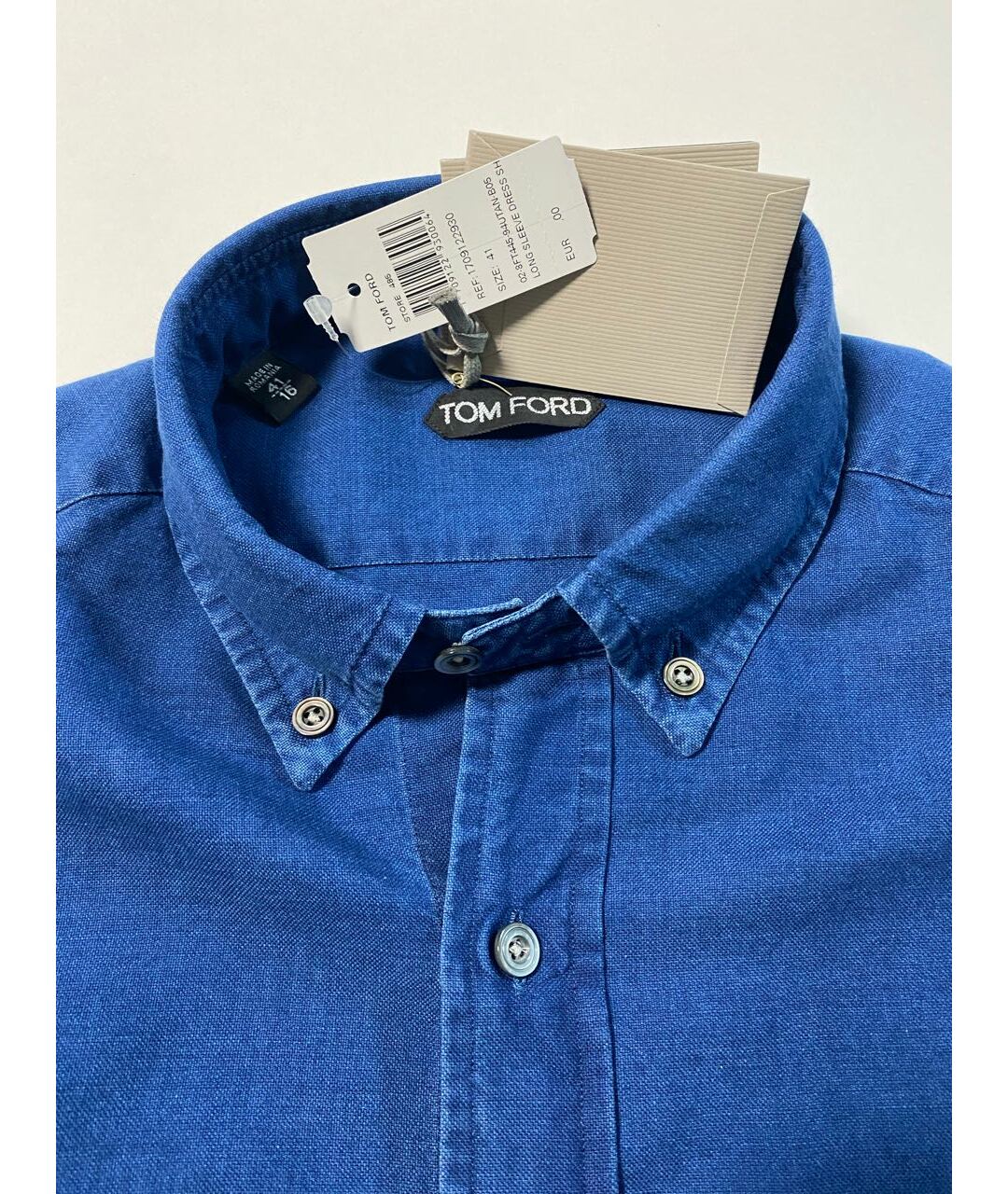 TOM FORD Синяя хлопковая кэжуал рубашка, фото 3