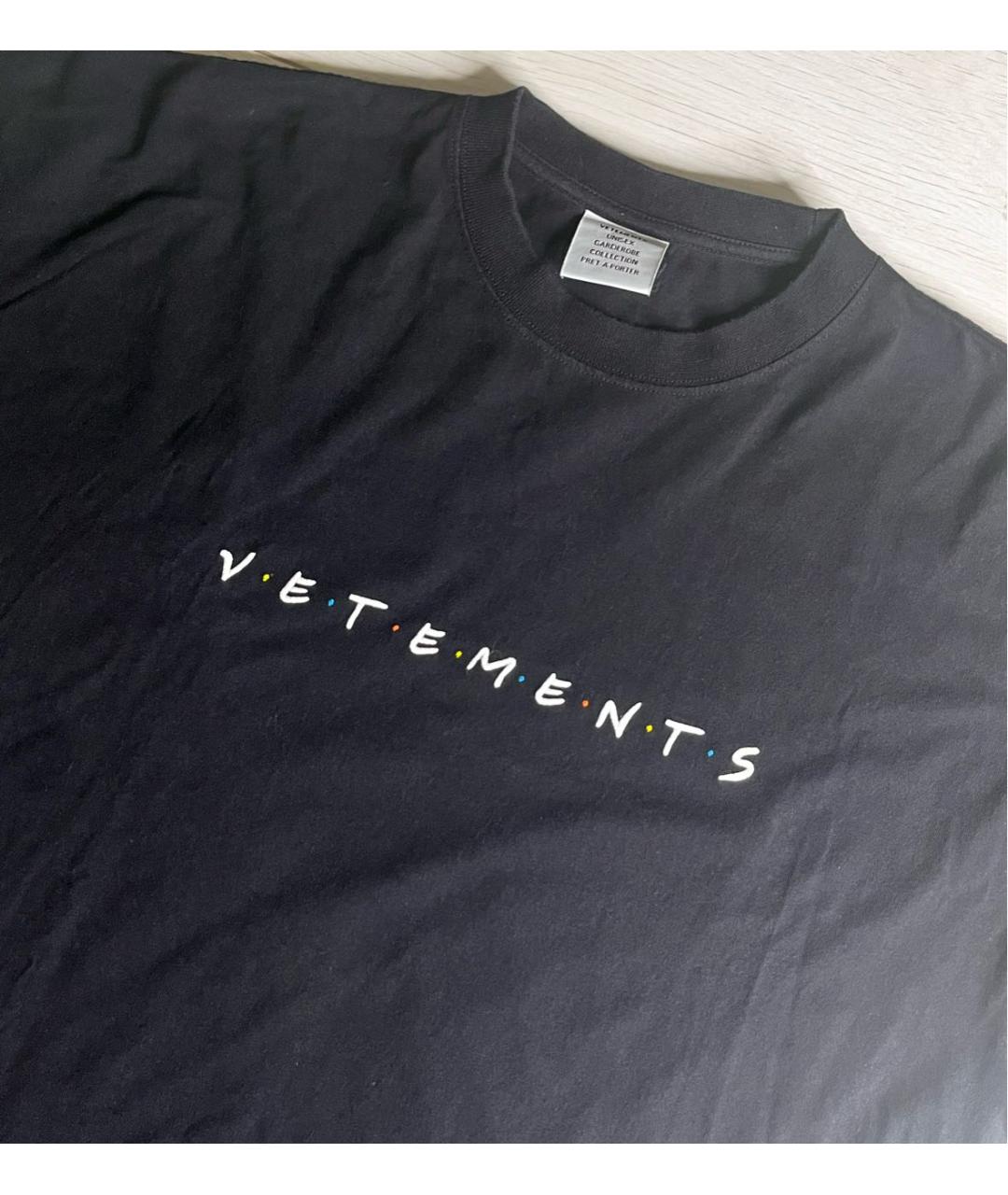 VETEMENTS Черная хлопковая футболка, фото 3