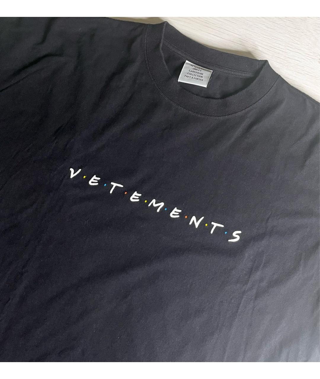 VETEMENTS Черная хлопковая футболка, фото 3