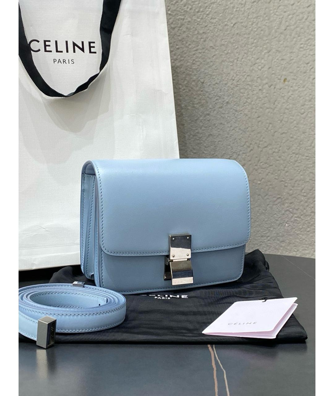 CELINE Голубая кожаная сумка через плечо, фото 2