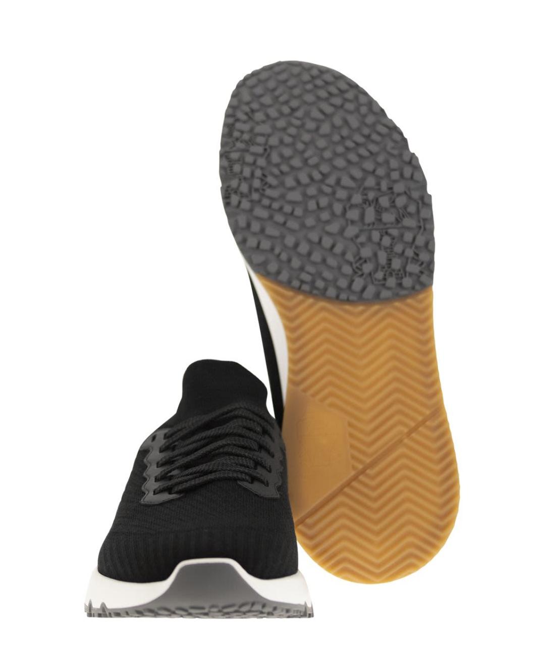 BRUNELLO CUCINELLI Черные кожаные низкие кроссовки / кеды, фото 5