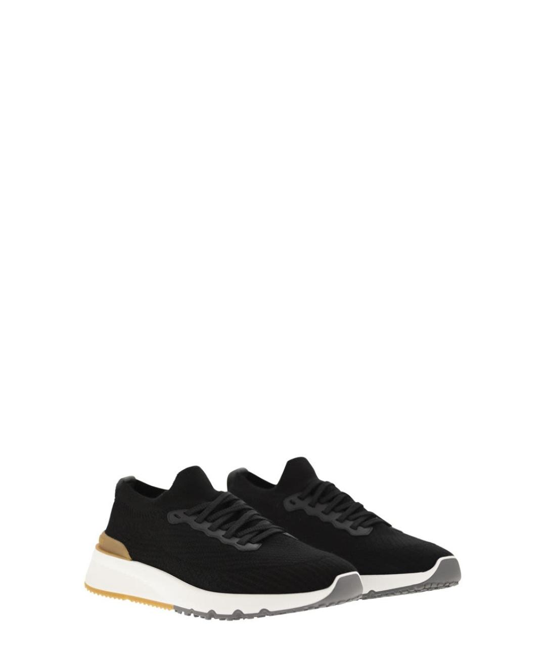 BRUNELLO CUCINELLI Черные кожаные низкие кроссовки / кеды, фото 4