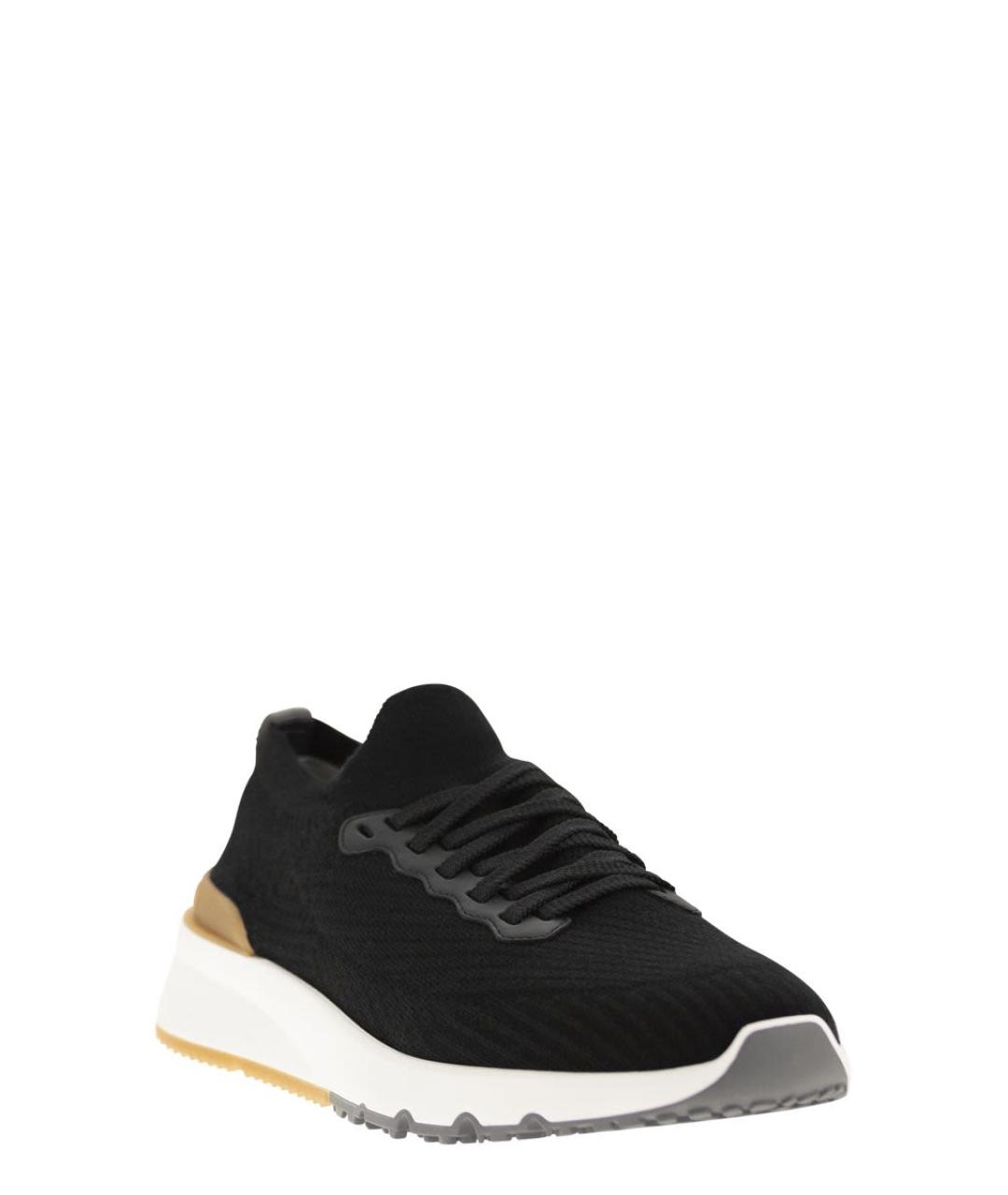 BRUNELLO CUCINELLI Черные кожаные низкие кроссовки / кеды, фото 2