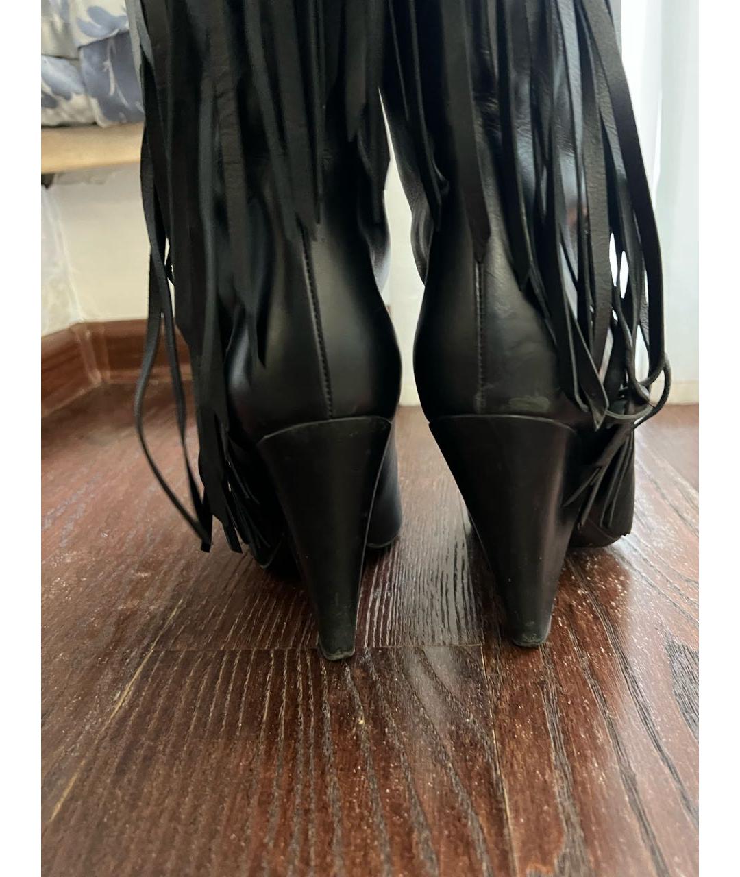 SAINT LAURENT Черные кожаные сапоги, фото 4