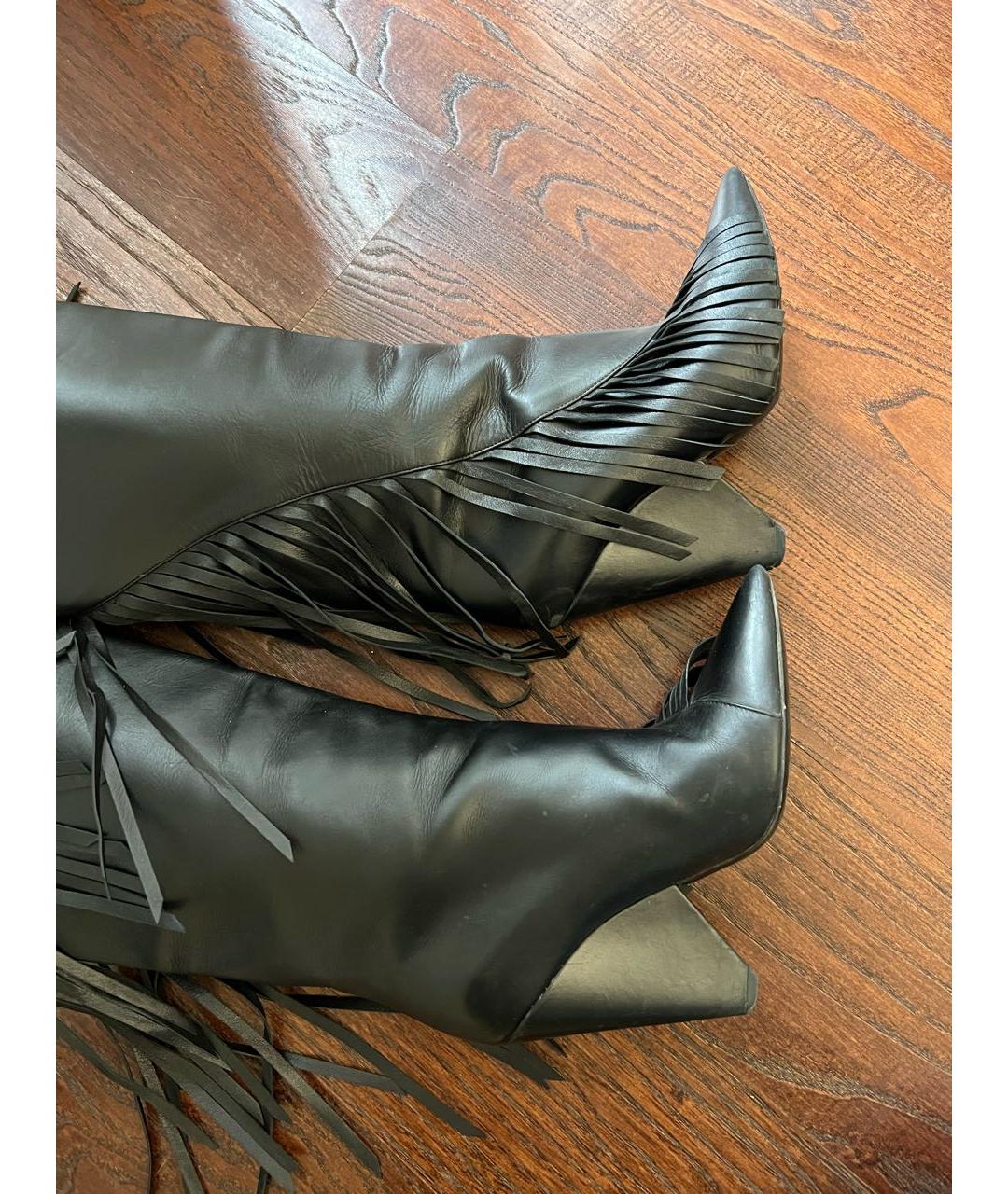 SAINT LAURENT Черные кожаные сапоги, фото 5