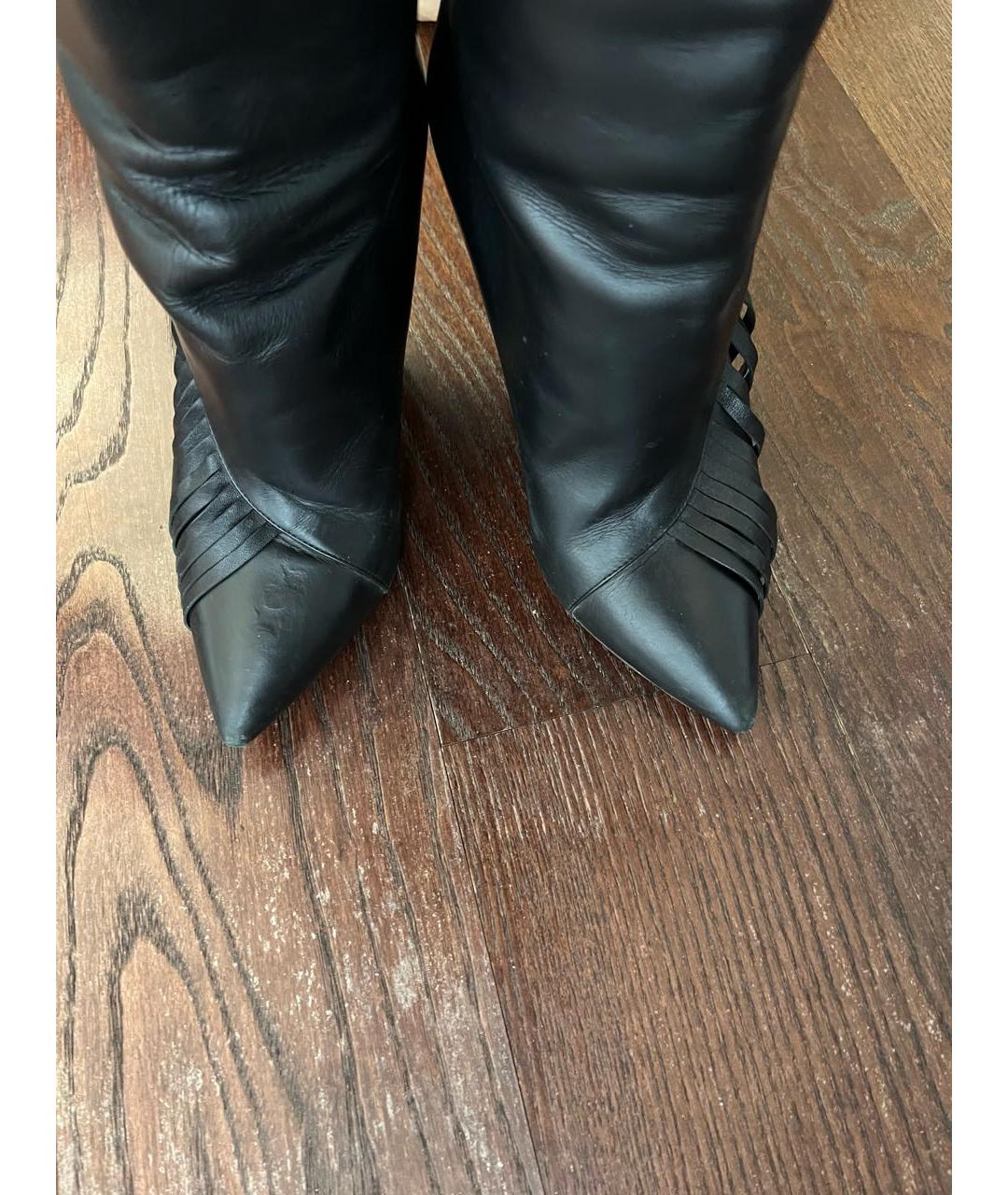 SAINT LAURENT Черные кожаные сапоги, фото 3